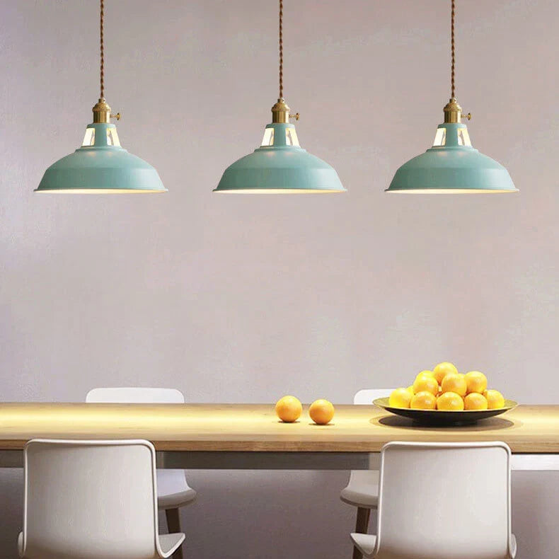 Pendant Light Barn Shade Painted Iron Adjustable Chain