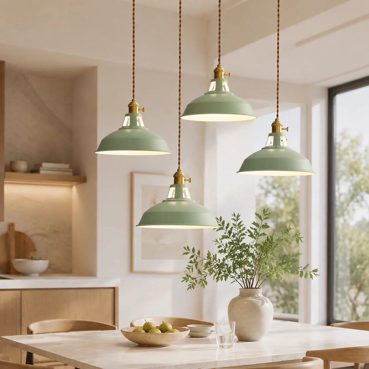 Pendant Light Barn Shade Painted Iron Adjustable Chain