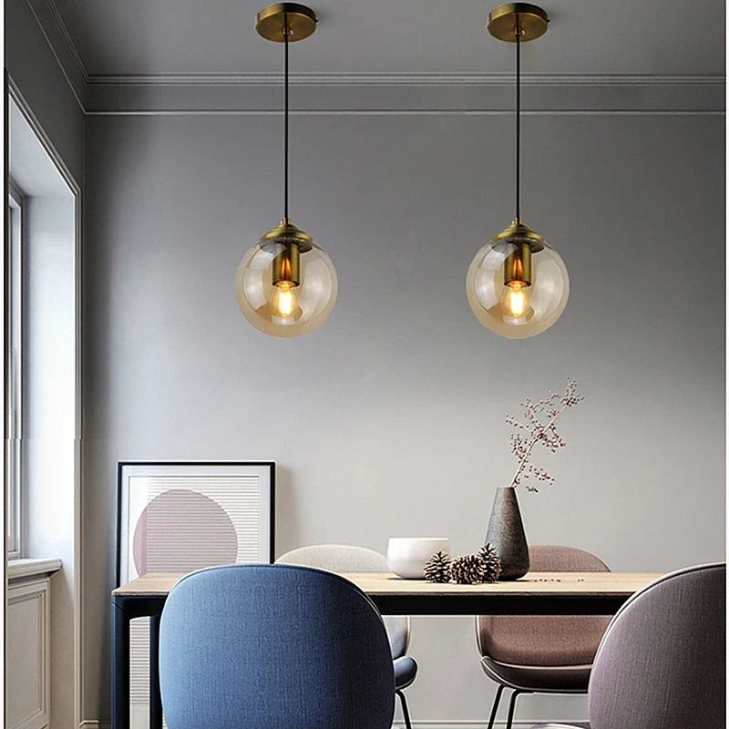 Pendant Light Glass And Metal Adjustable Cord