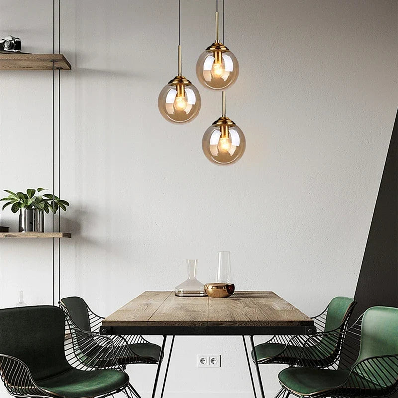 Pendant Light Glass And Metal Adjustable Cord
