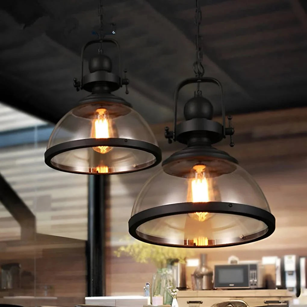 Pendant Light Glass Bowl Shade Adjustable Cable