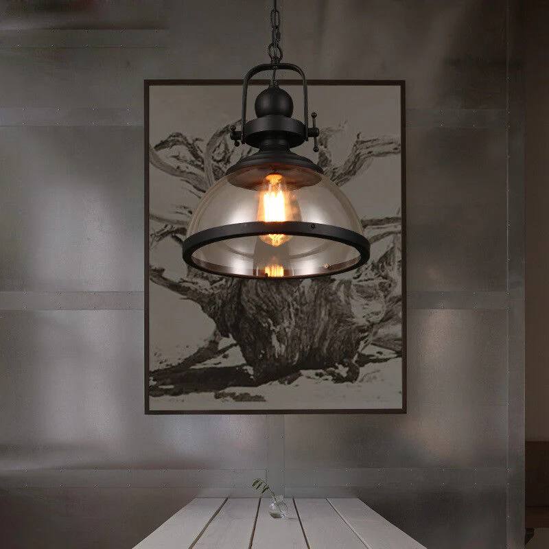 Pendant Light Glass Bowl Shade Adjustable Cable