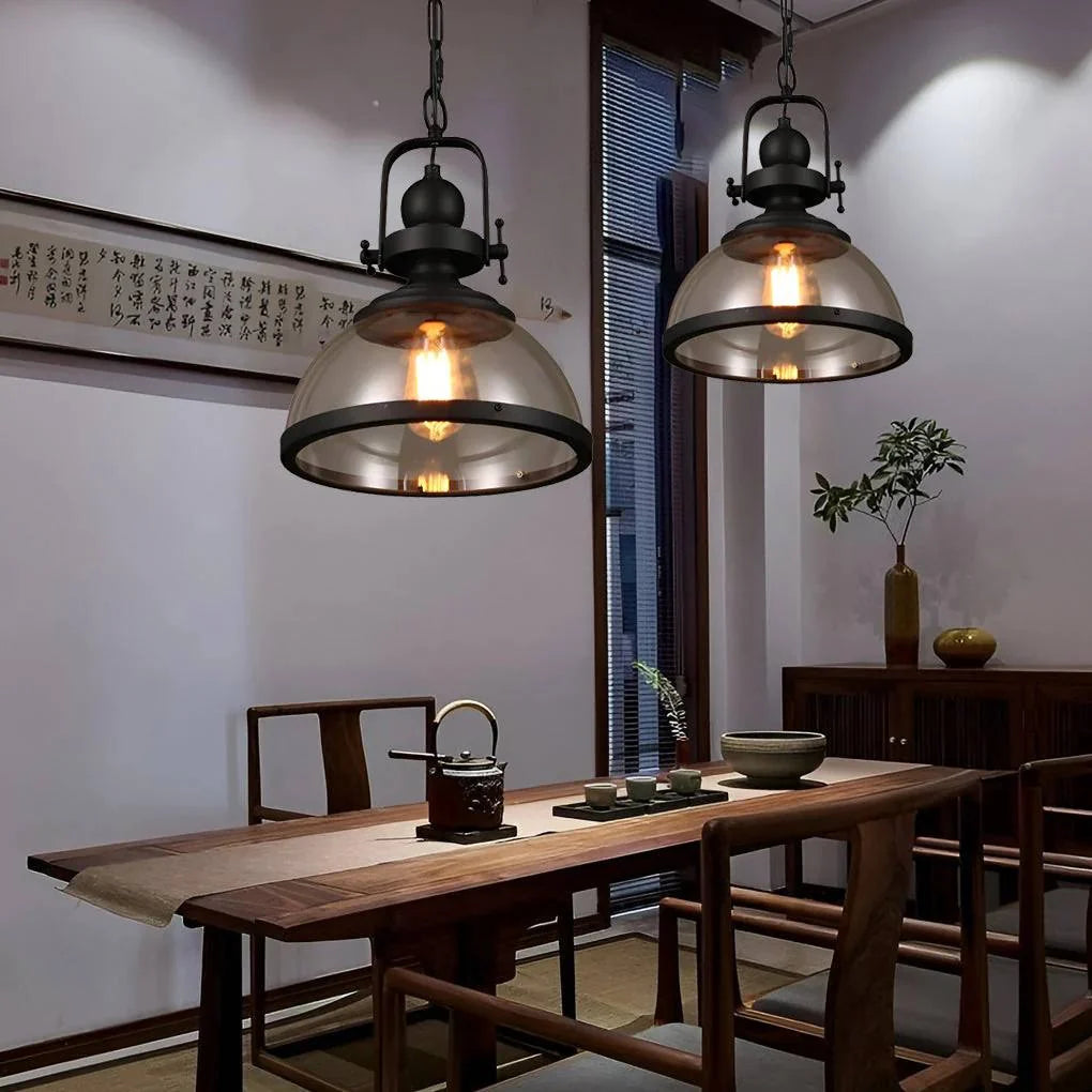 Pendant Light Glass Bowl Shade Adjustable Cable