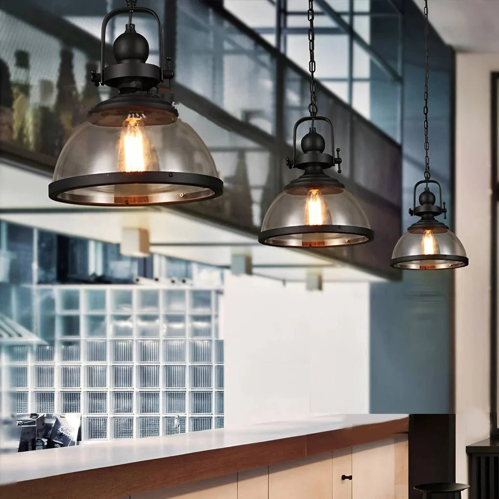 Pendant Light Glass Bowl Shade Adjustable Cable