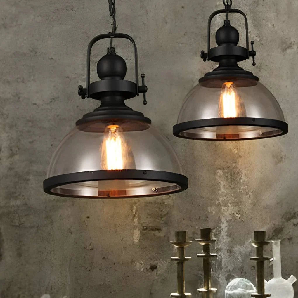 Pendant Light Glass Bowl Shade Adjustable Cable