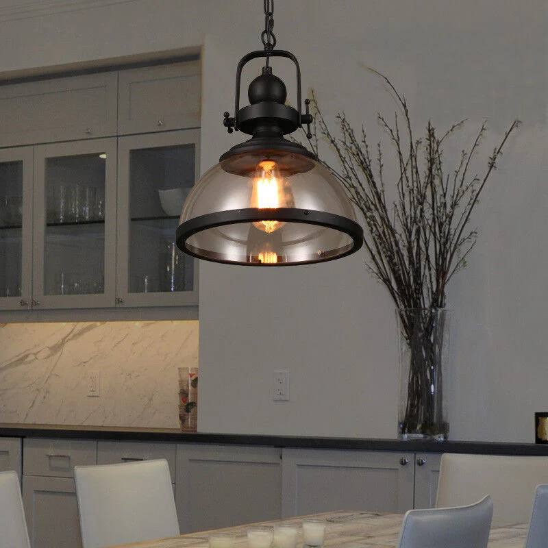 Pendant Light Glass Bowl Shade Adjustable Cable