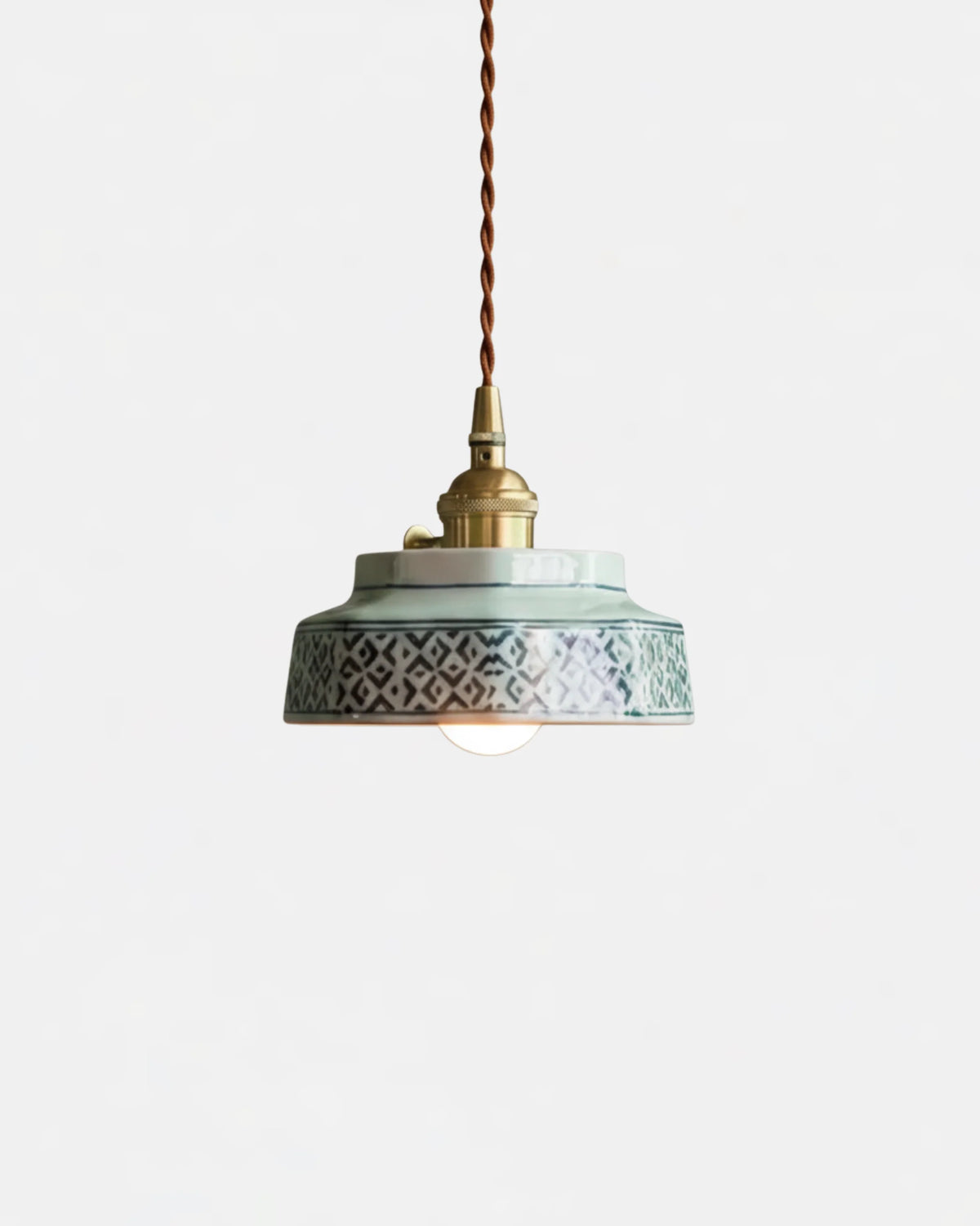 Pendant Light Glazed Ceramic Brass Details Adjustable Cable