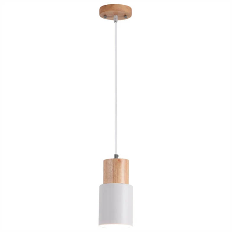 Pendant Light Modern Industrial Metal & Wood Adjustable Height