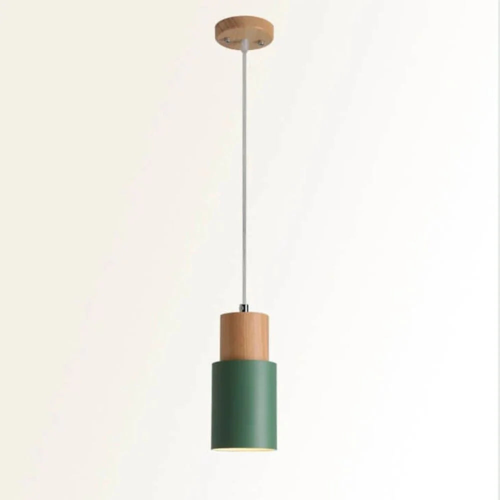 Pendant Light Modern Industrial Metal & Wood Adjustable Height