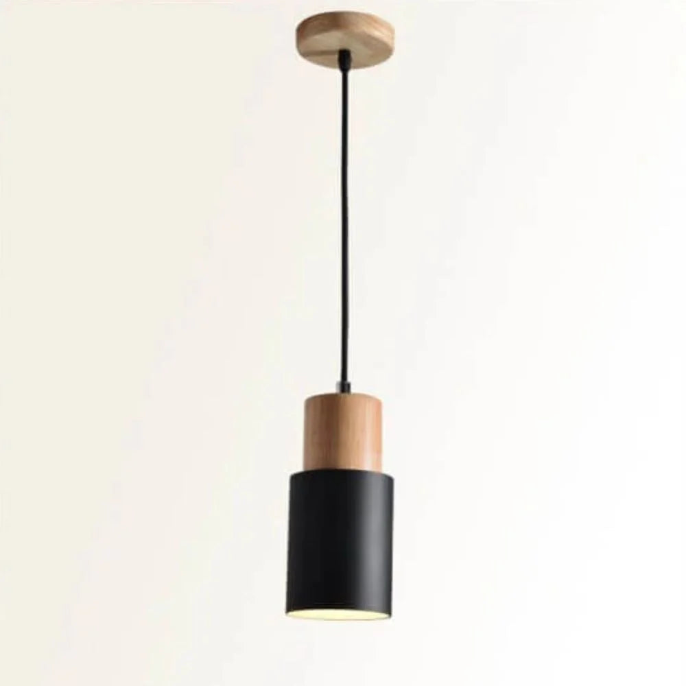 Pendant Light Modern Industrial Metal & Wood Adjustable Height
