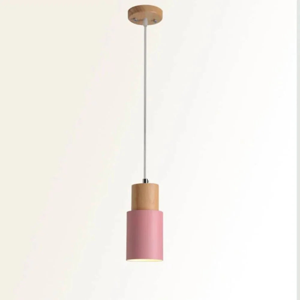 Pendant Light Modern Industrial Metal & Wood Adjustable Height