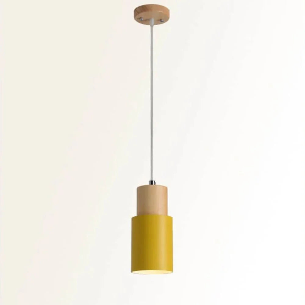 Pendant Light Modern Industrial Metal & Wood Adjustable Height