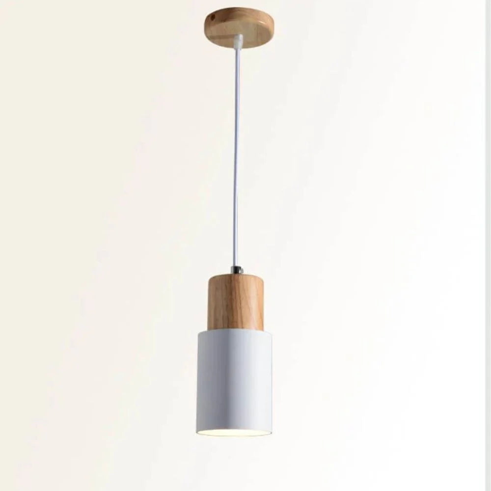 Pendant Light Modern Industrial Metal & Wood Adjustable Height