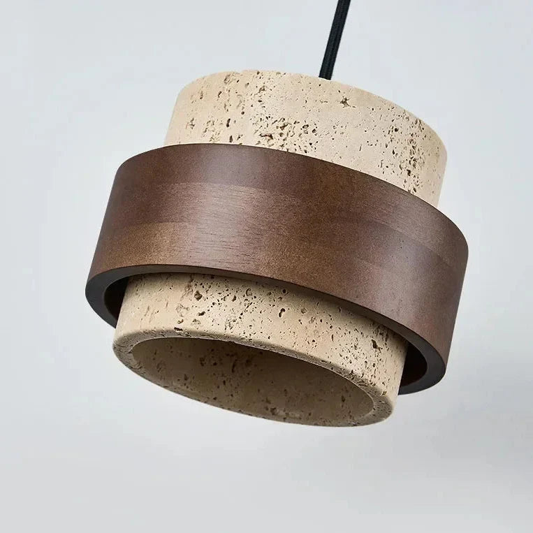 Pendant Light Natural Travertine Adjustable Height Bulb Included