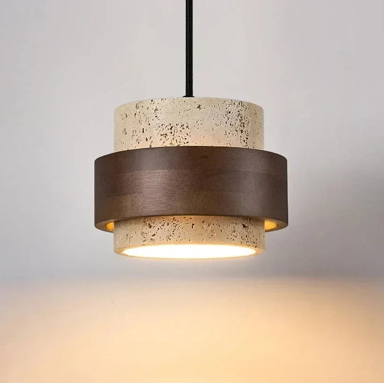 Pendant Light Natural Travertine Adjustable Height Bulb Included