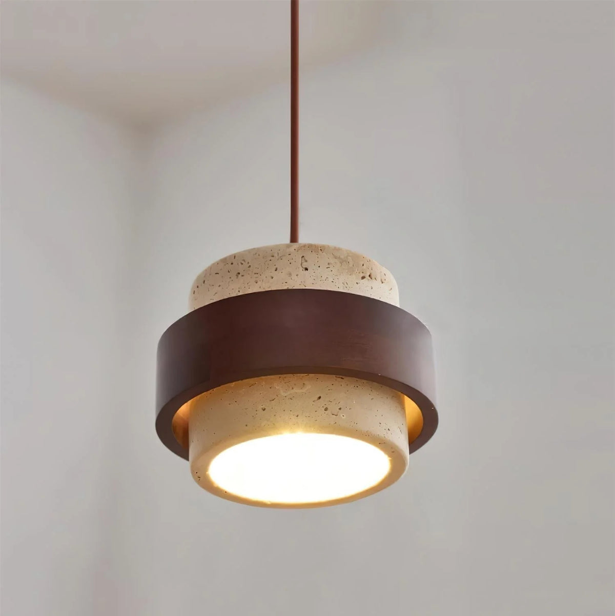 Pendant Light Natural Travertine Adjustable Height Bulb Included