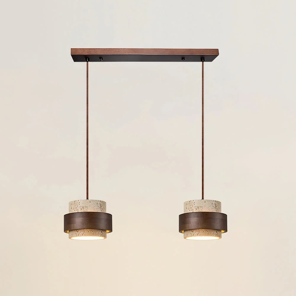 Pendant Light Natural Travertine Adjustable Height Bulb Included