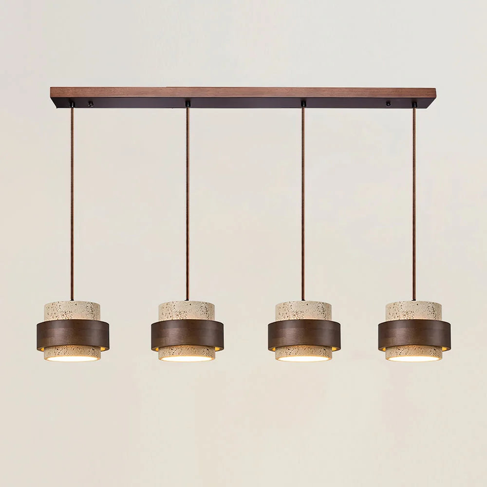 Pendant Light Natural Travertine Adjustable Height Bulb Included