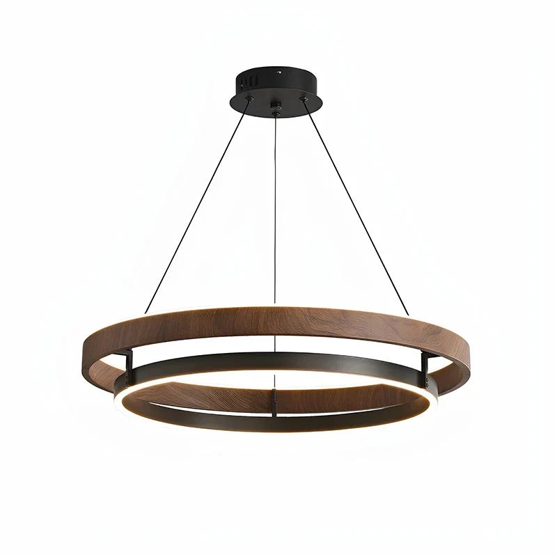 Pendant Light Round Wood-Look Dimmable With Remote Control