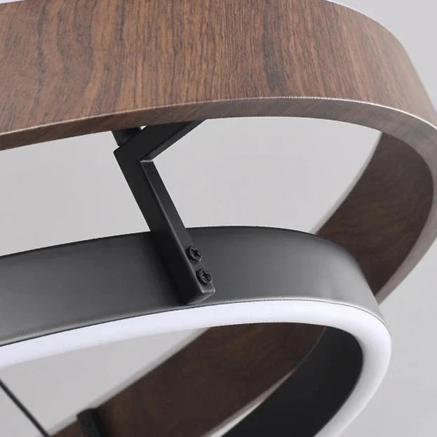 Pendant Light Round Wood-Look Dimmable With Remote Control