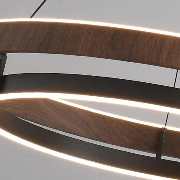 Pendant Light Round Wood-Look Dimmable With Remote Control