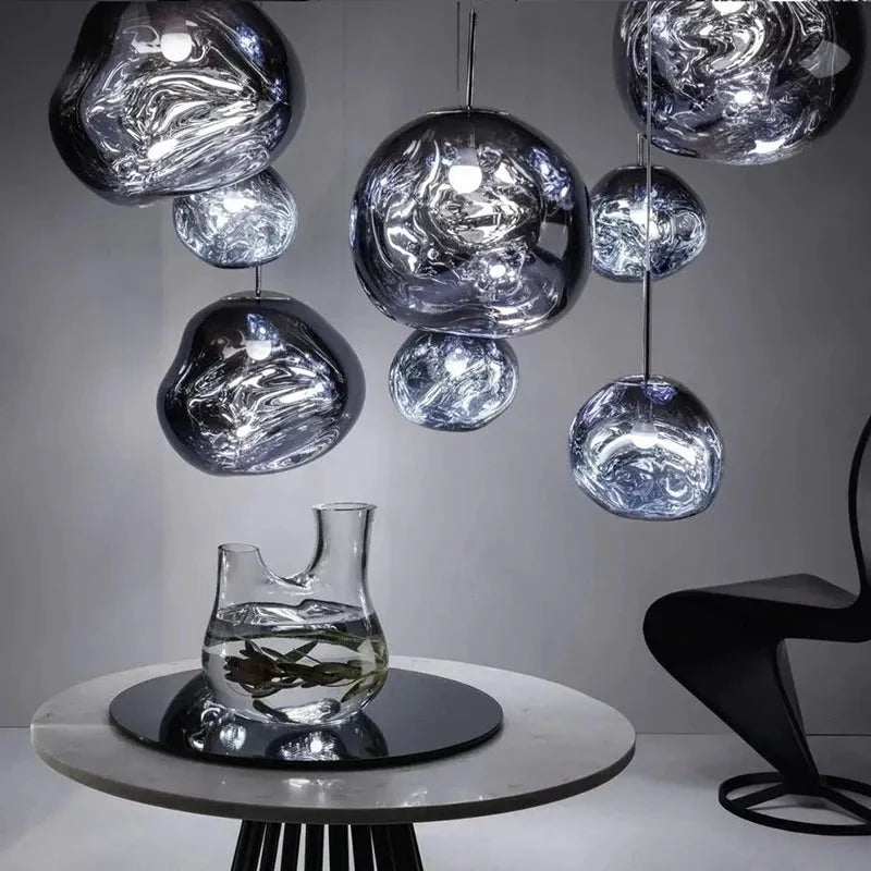 Pendant Light Sculptural Irregular Shade Metal & Acrylic