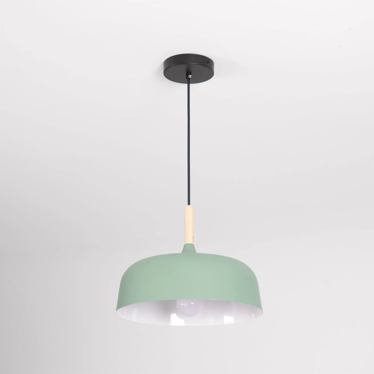 Pendant Light Zinc Alloy Shade Solid Wood Cap Adjustable Cord