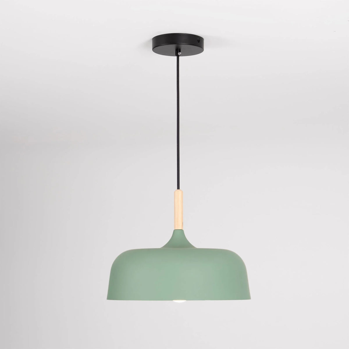 Pendant Light Zinc Alloy Shade Solid Wood Cap Adjustable Cord