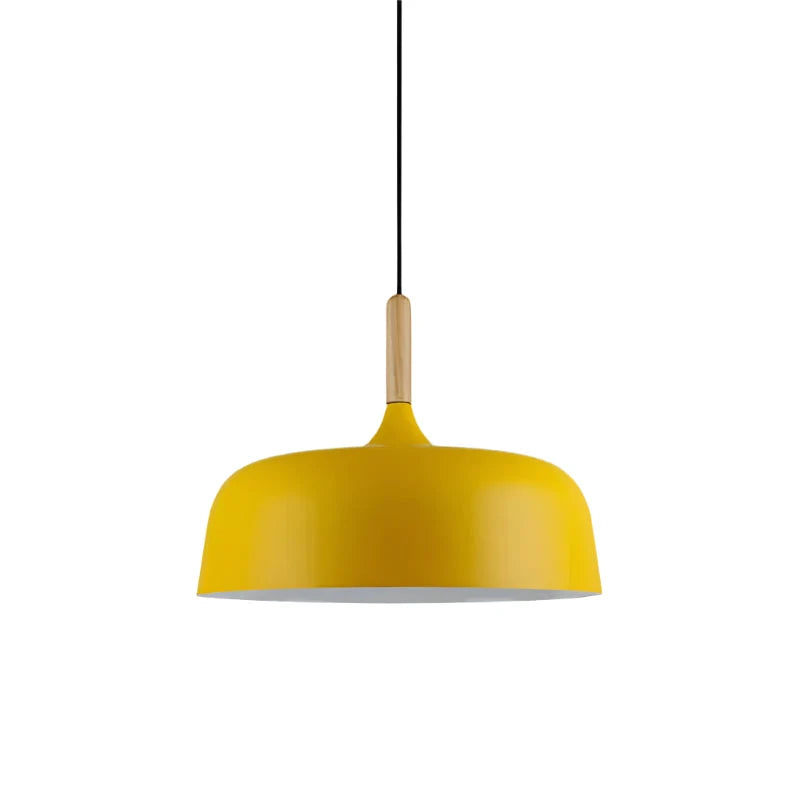 Pendant Light Zinc Alloy Shade Solid Wood Cap Adjustable Cord