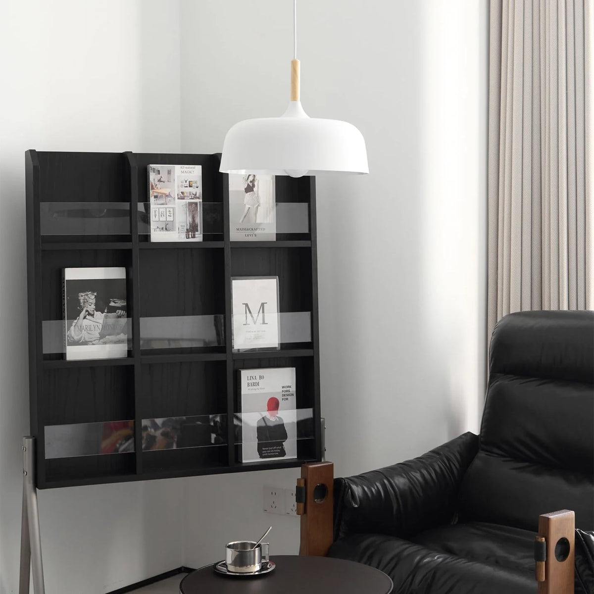 Pendant Light Zinc Alloy Shade Solid Wood Cap Adjustable Cord