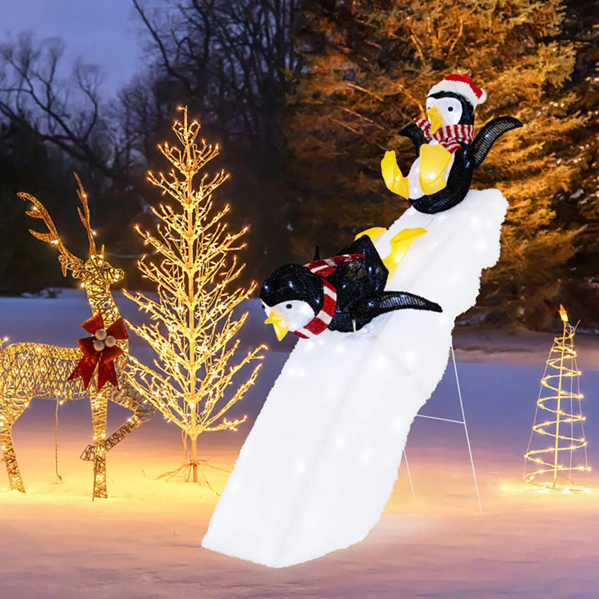 Penguin Christmas Decoration Pre-Lit 130 LED Weatherproof