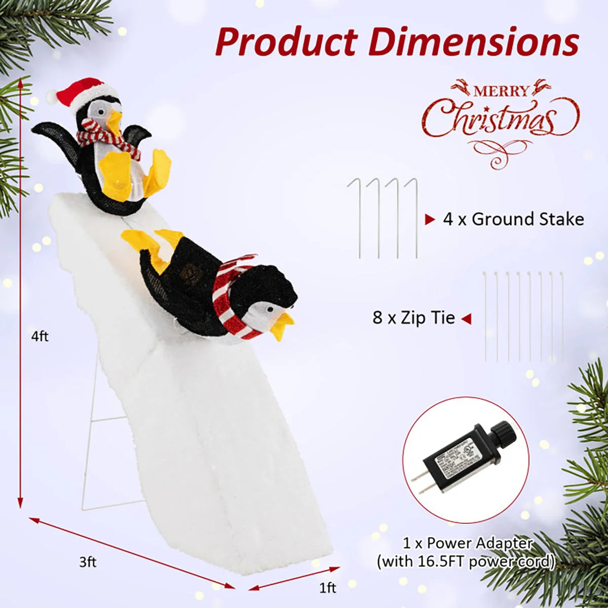 Penguin Christmas Decoration Pre-Lit 130 LED Weatherproof