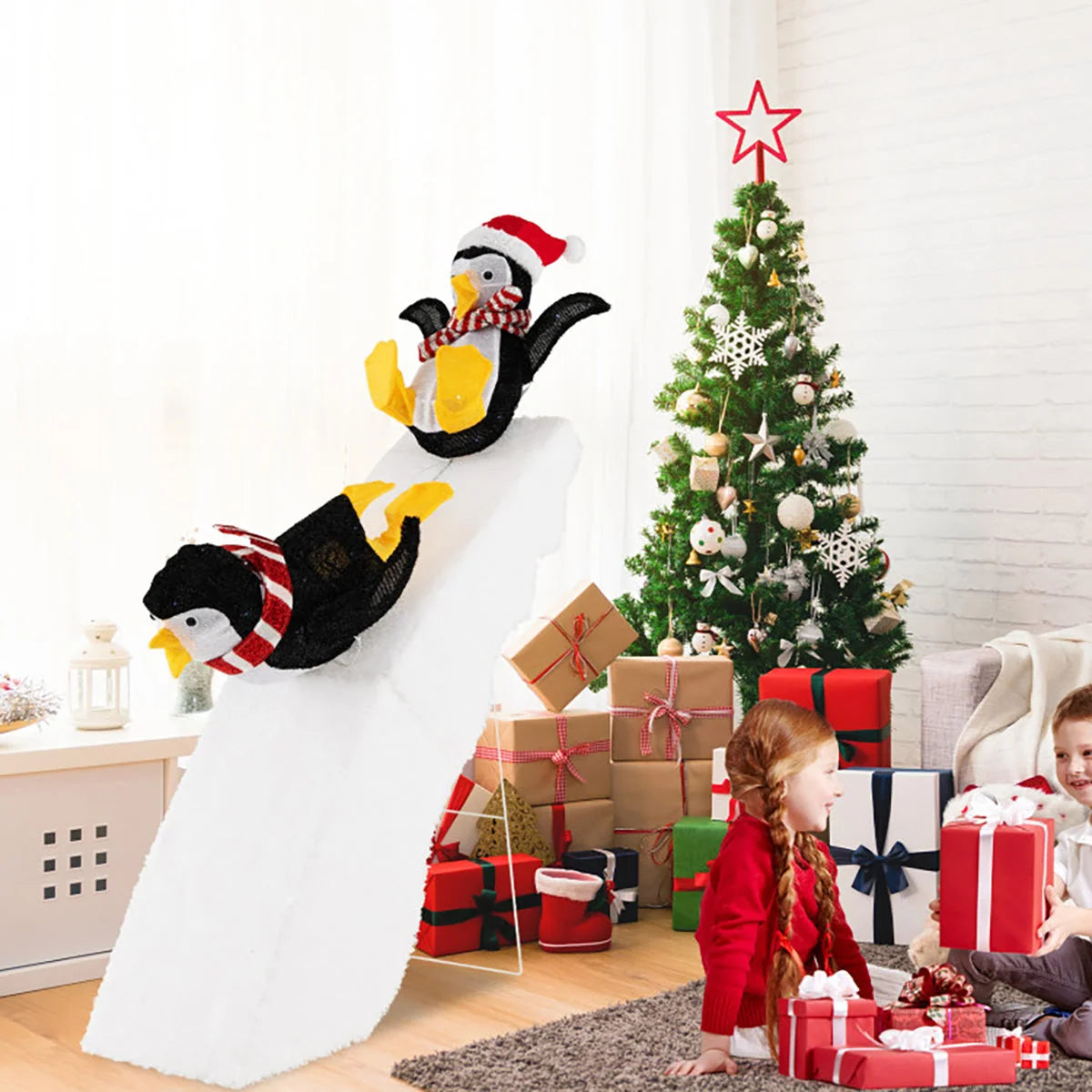 Penguin Christmas Decoration Pre-Lit 130 LED Weatherproof