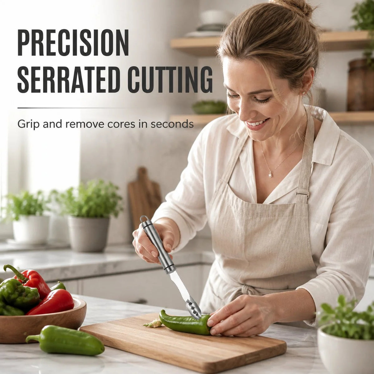 Pepper Corer Stainless Steel Serrated Blade Non-Slip Handle