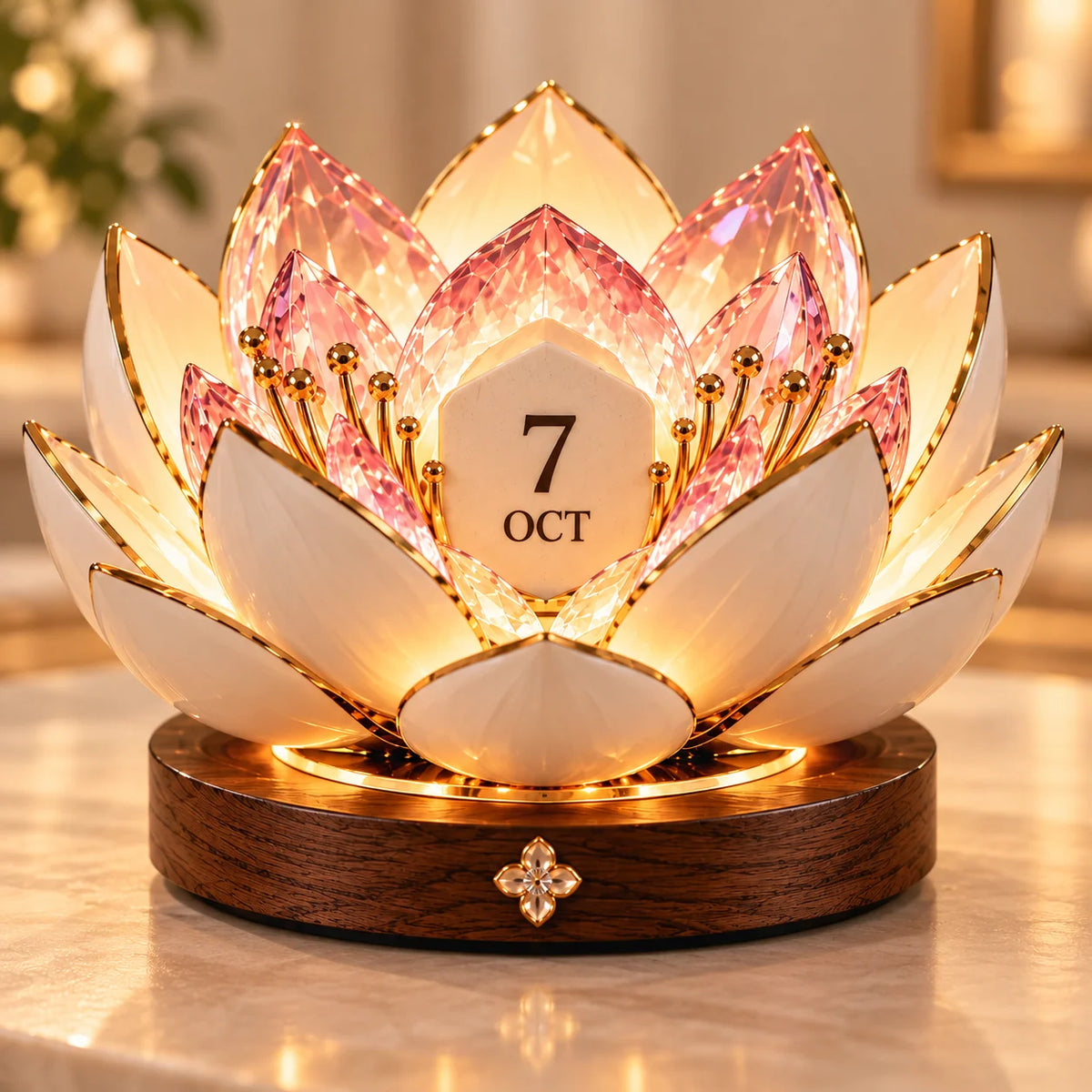 Perpetual Calendar Automatic Blooming Display Decorative Desk Accent