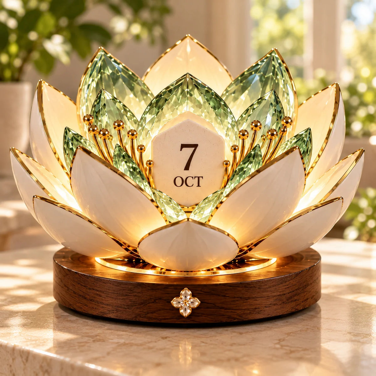Perpetual Calendar Automatic Blooming Display Decorative Desk Accent