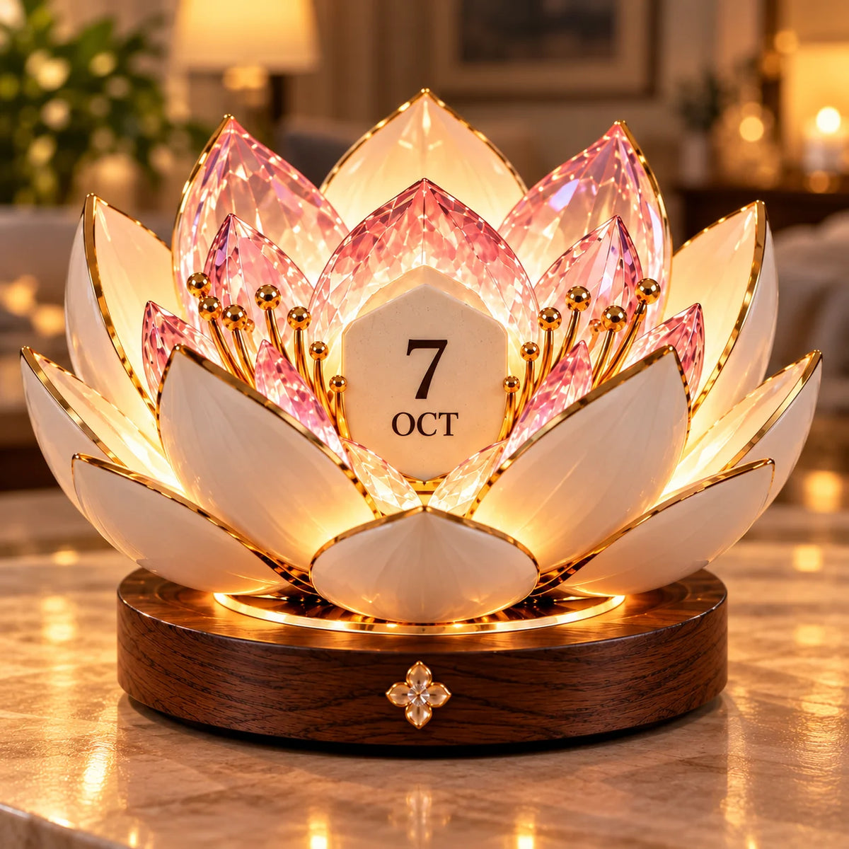 Perpetual Calendar Automatic Blooming Display Decorative Desk Accent