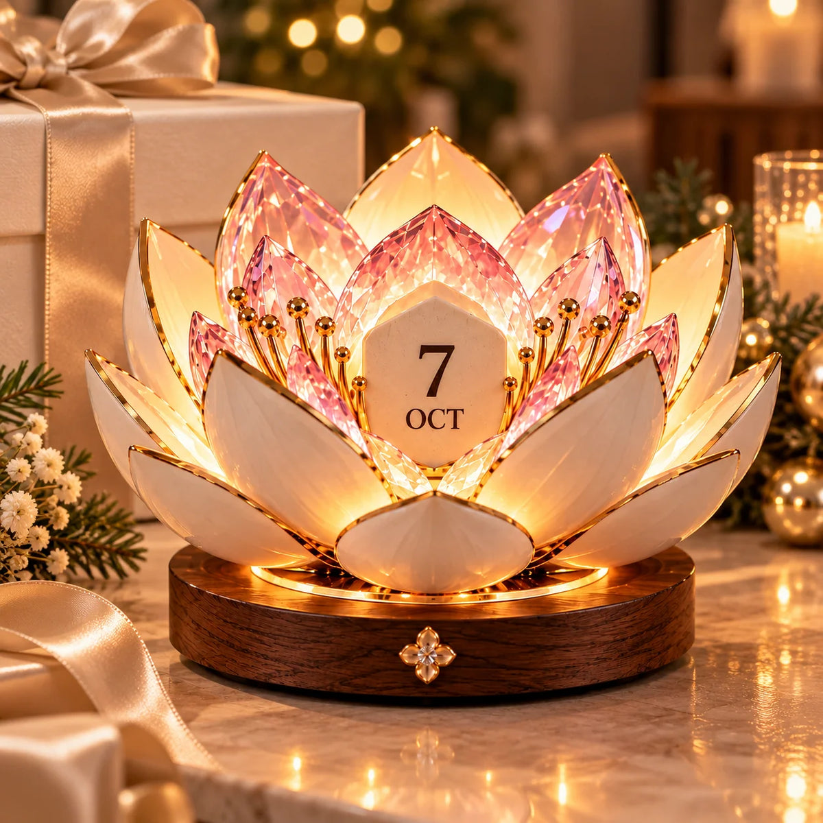 Perpetual Calendar Automatic Blooming Display Decorative Desk Accent