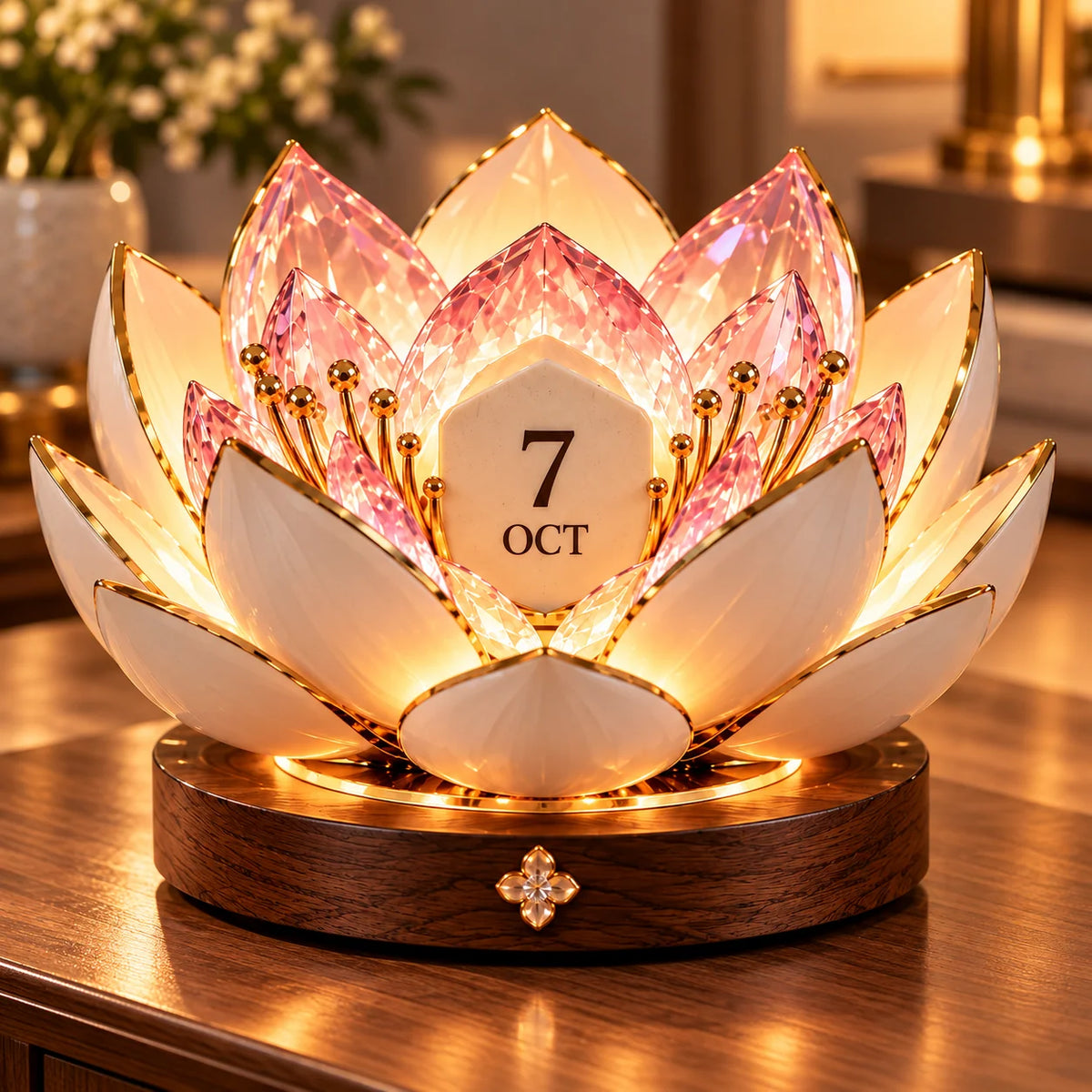 Perpetual Calendar Automatic Blooming Display Decorative Desk Accent
