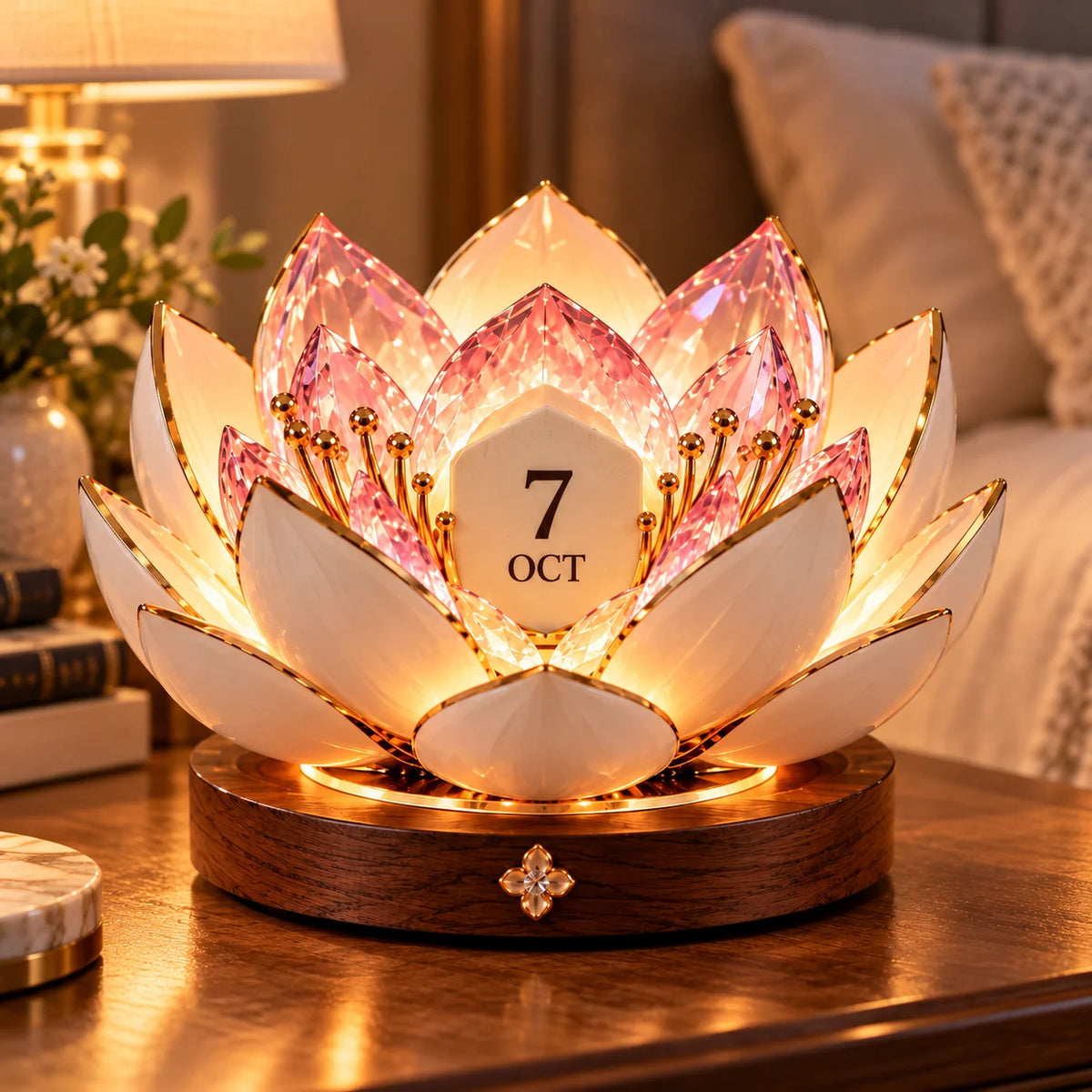Perpetual Calendar Automatic Blooming Display Decorative Desk Accent