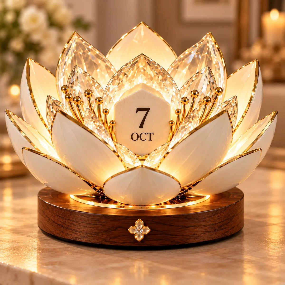 Perpetual Calendar Automatic Blooming Display Decorative Desk Accent