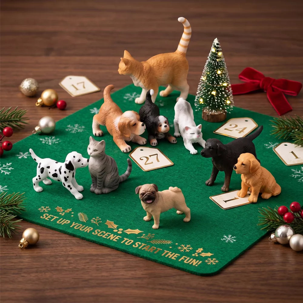 Pet Advent Calendar 24 Figurines Foldable Play Mat