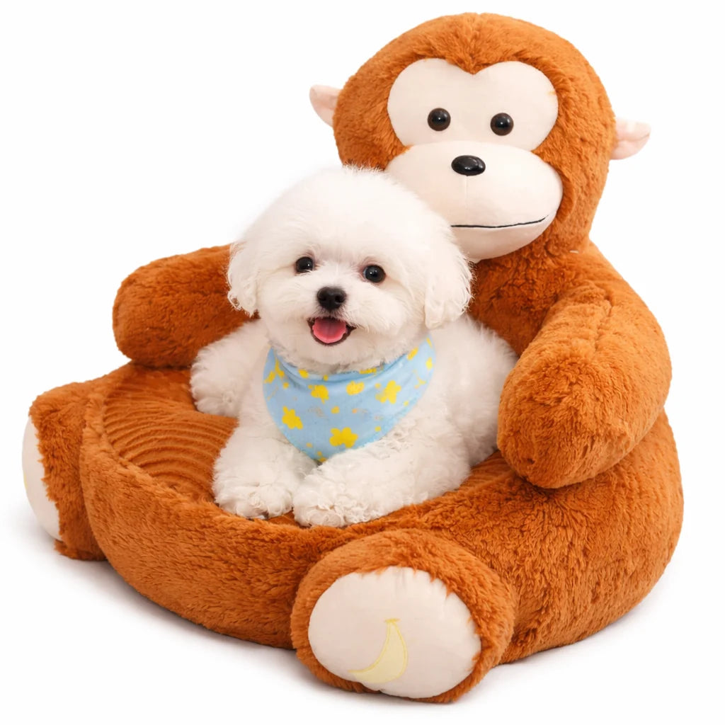 Pet Bed Animal-Shaped Plush Machine Washable Cover