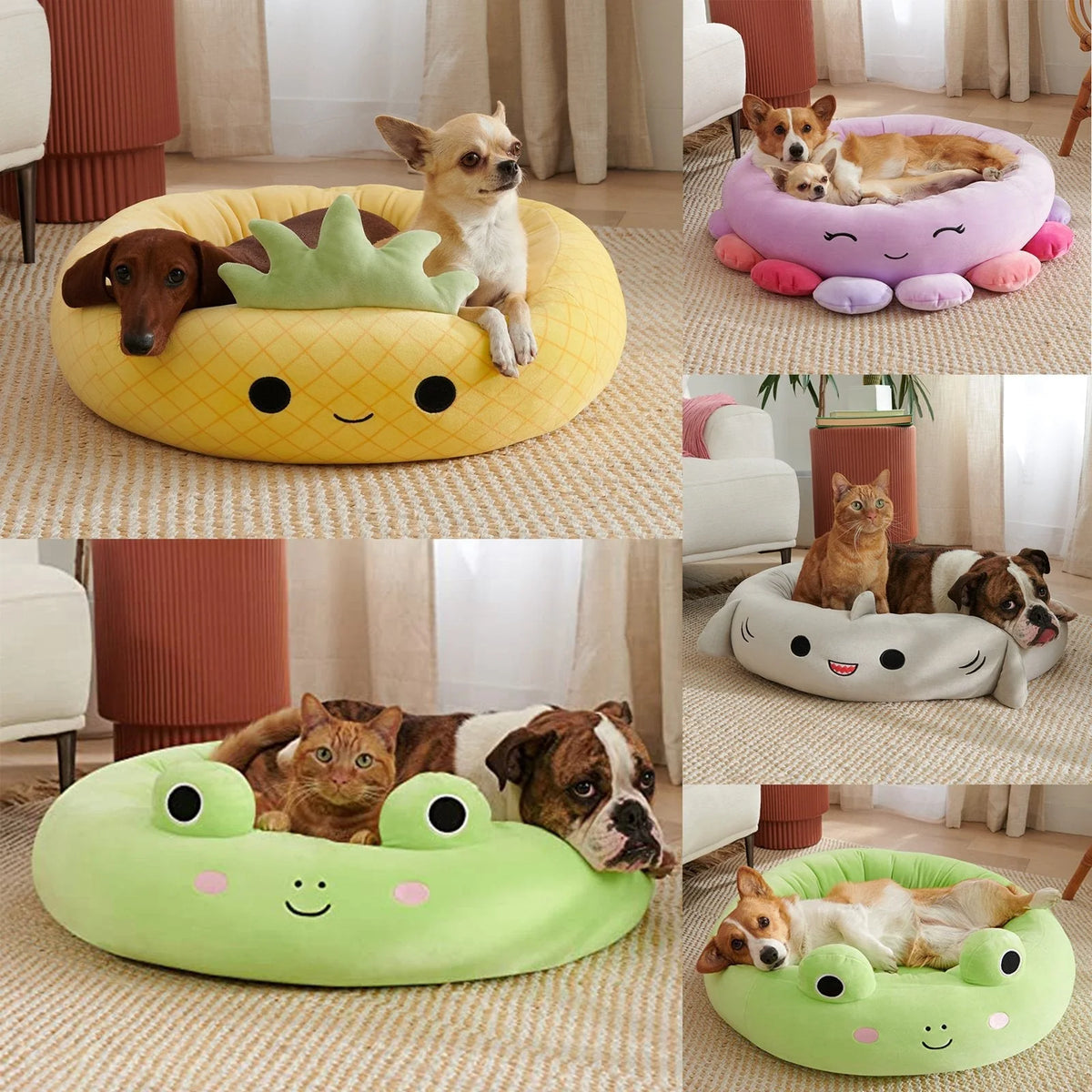 Pet Bed Plush Cushioned Enclosed Nest Shape Lightweight & Portable
