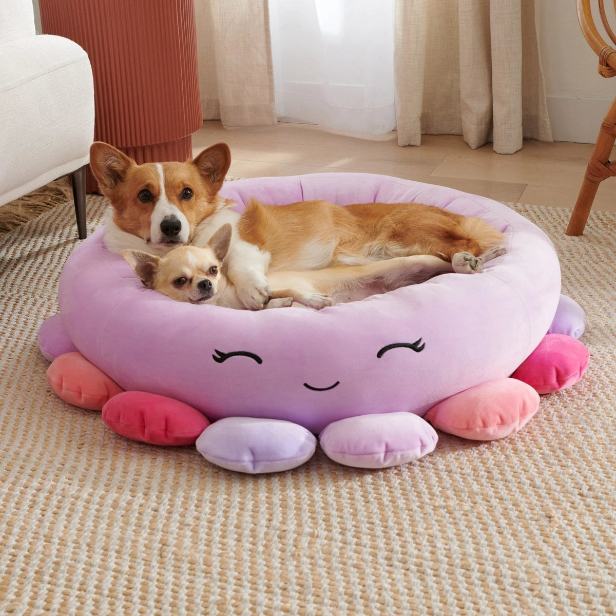 Pet Bed Plush Cushioned Enclosed Nest Shape Lightweight & Portable