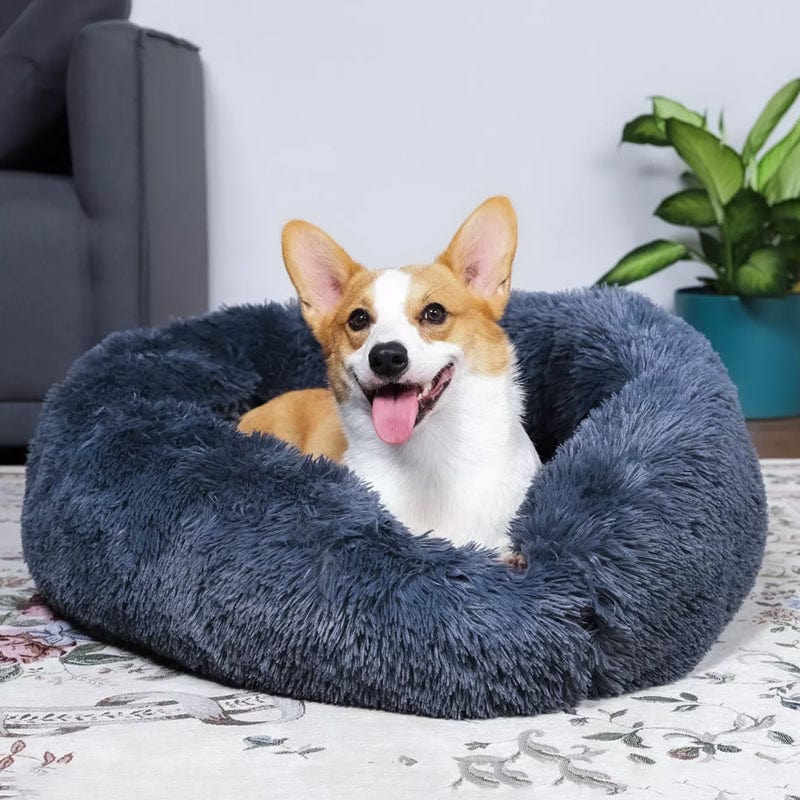 Pet Bed Plush Faux Fur Raised Rim Machine Washable