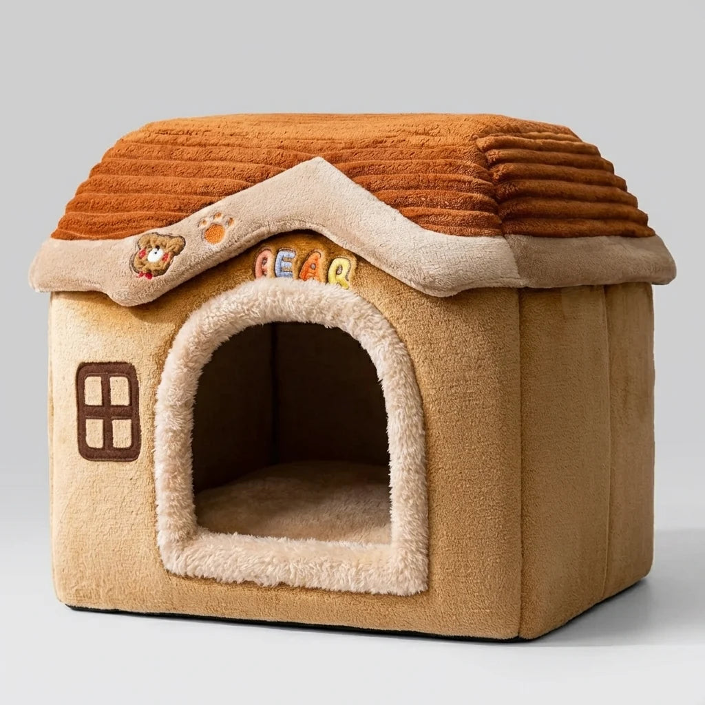 Pet Bed Plush Padded Raised Edges Removable Washable Cover