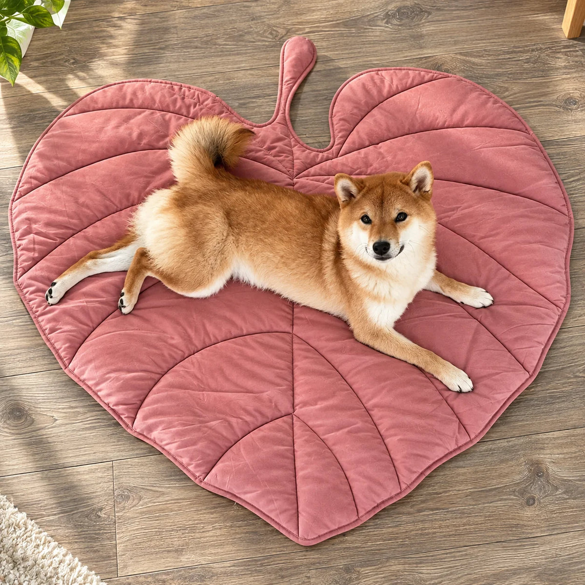 Pet Blanket Leaf Shaped Quilted Machine Washable