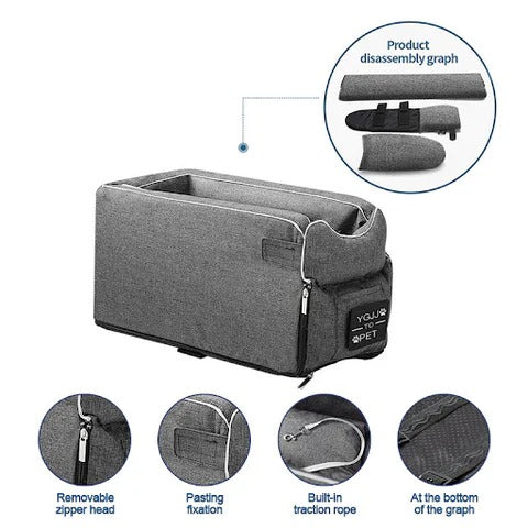 Pet Car Seat Armrest-Mounted Four-Sided Support Safety Lanyard