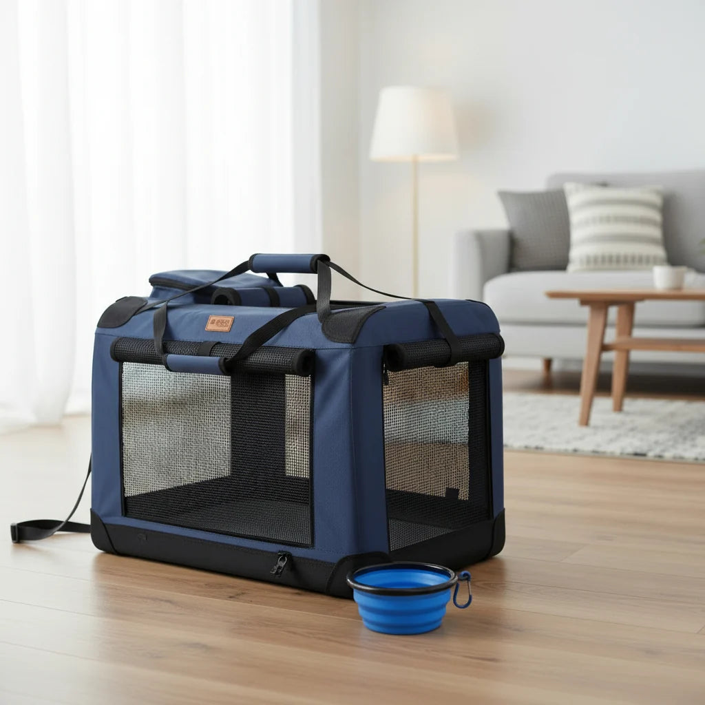 Pet Carrier Foldable Breathable Mesh Panels Removable Padding